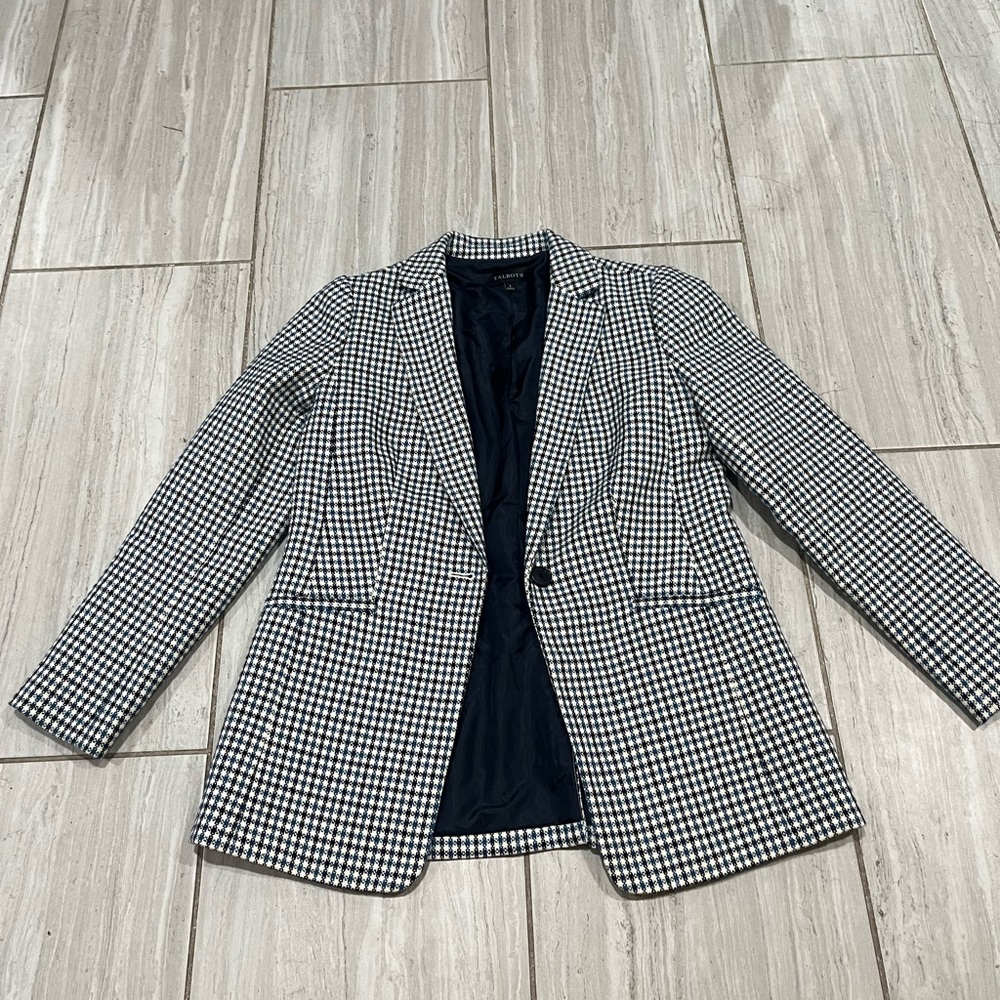 Talbots Blue and White Checked Blazer